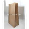 Кафява крафт хартиена торба с плоско дъно за хляб